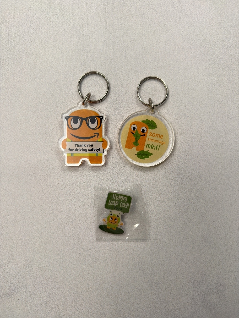 Peccy Amazon Employee Keychains Pin Set Fun Accessories Lot of 3